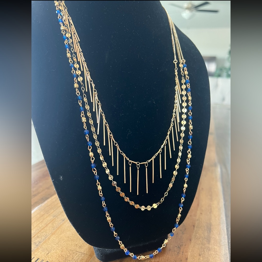 Massini 24” Necklace Gold And Blue